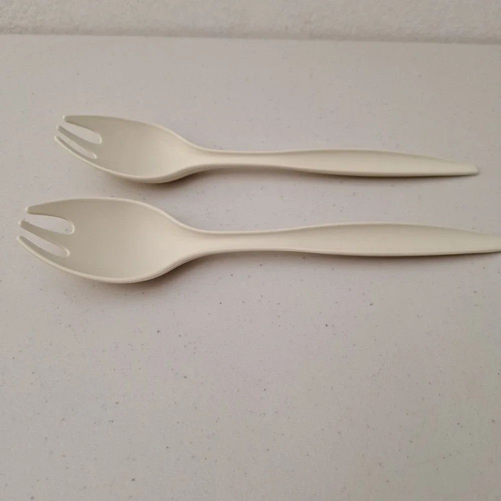 Vintage TUPPERWARE Serving Fork Spoon, Set of 2, 12